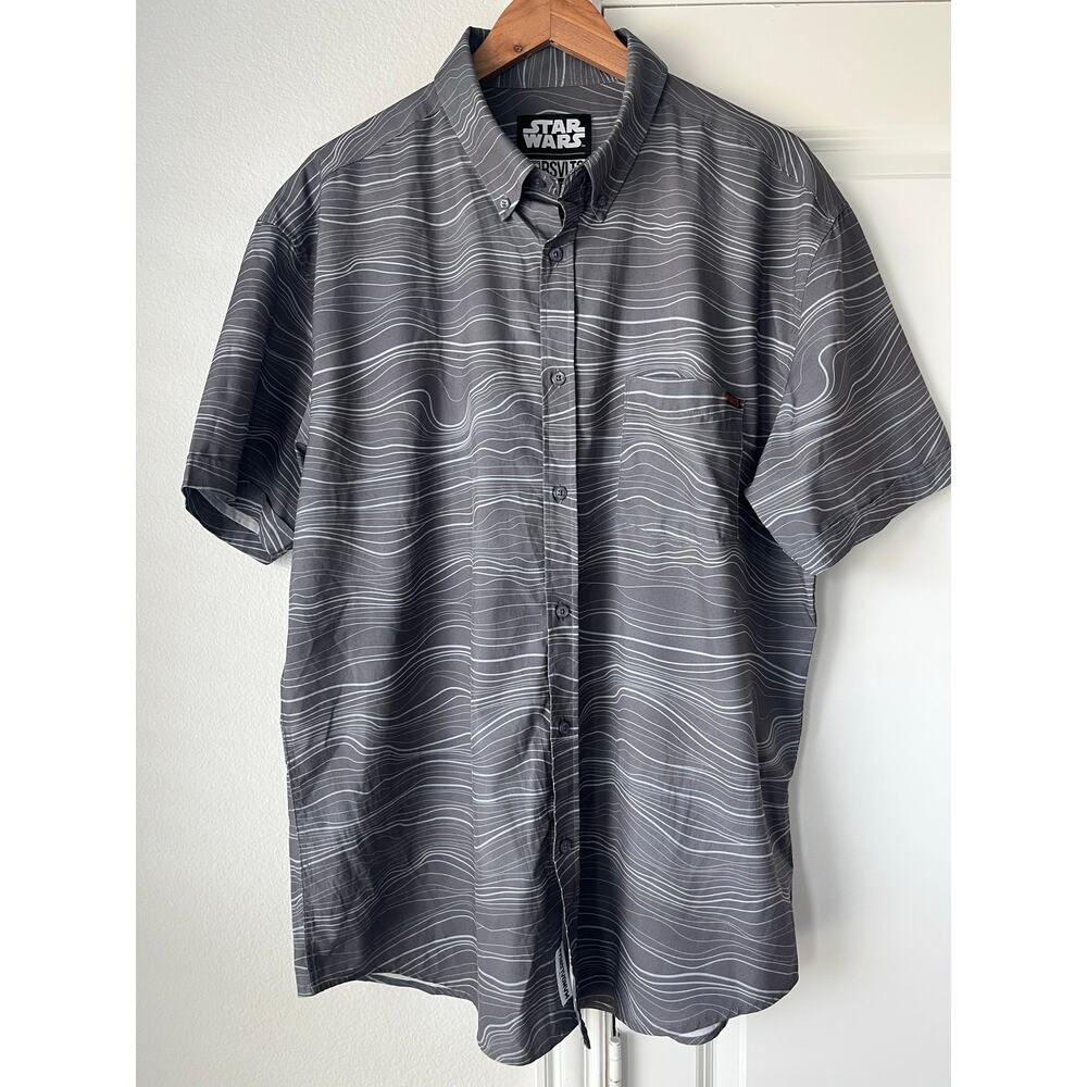 RSVLTS X Star Wars The Mandalorian Beskar Steel Shirt Mens XL Button Down Gray